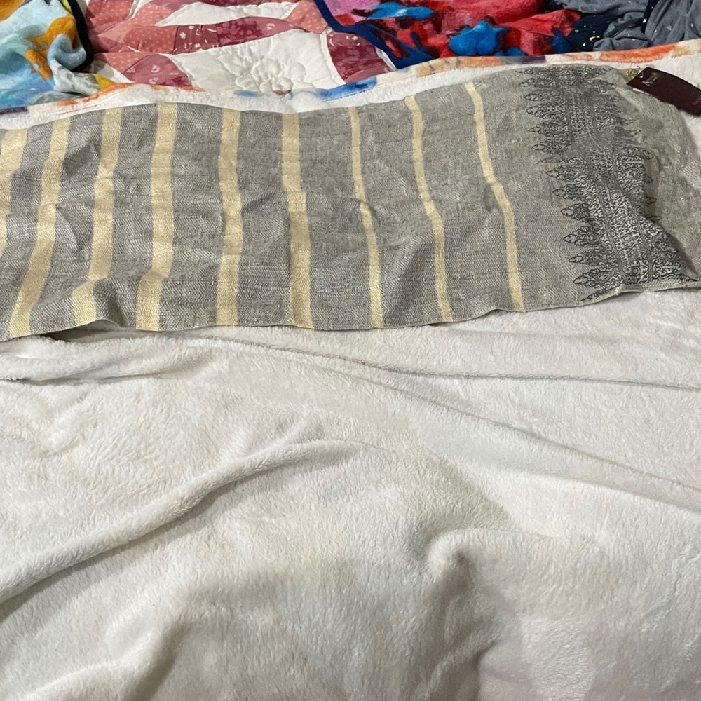 Chic Striped Gray and Cream Scarf